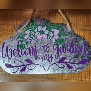 Metal Welcome to My Garden Sign